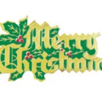 Merry Christmas Green & Gold Paper Motto 70mm (100)