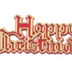 Plastic Happy Christmas Red/Gold Coloured Motto 70mm (100)